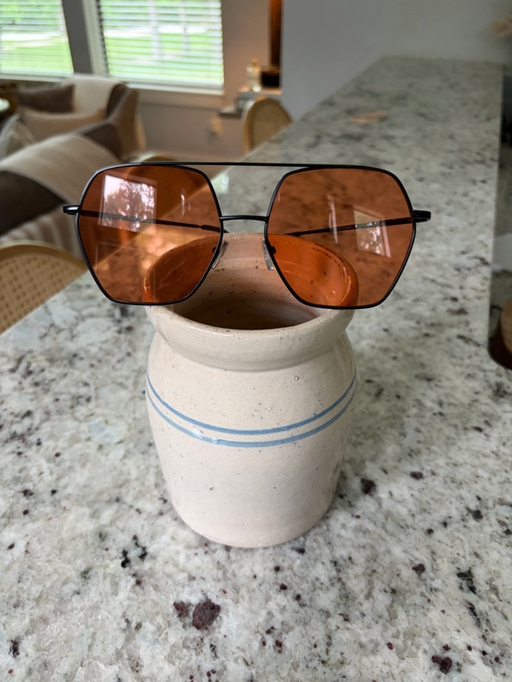 Dressed in LALA Black Frame Sunglasses with Orange Lenses